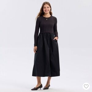 NWT A New Day Black Mixed Media Midi Dress